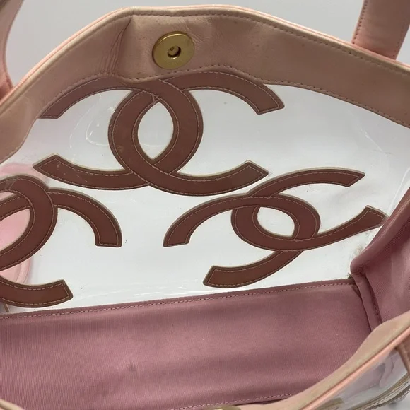 Chanel Vinyl Triple CC Clear Plastic PVC Transparent See-through Coco Tote Bag - Picture 14 of 16